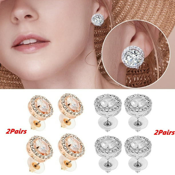 2Pairs New Fashion Women Lady Elegant Crystal Rhinestone Drop Ear Stud Earrings